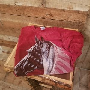 Red, white, and blue horse 2X tee